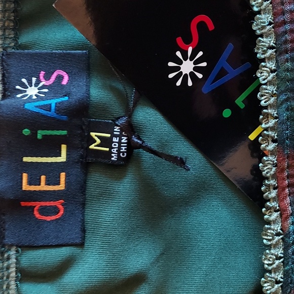 Dolls Kill dELiA*s NWT Green Multicolored Floral Mesh Handkerchief Skirt M - Picture 6 of 8